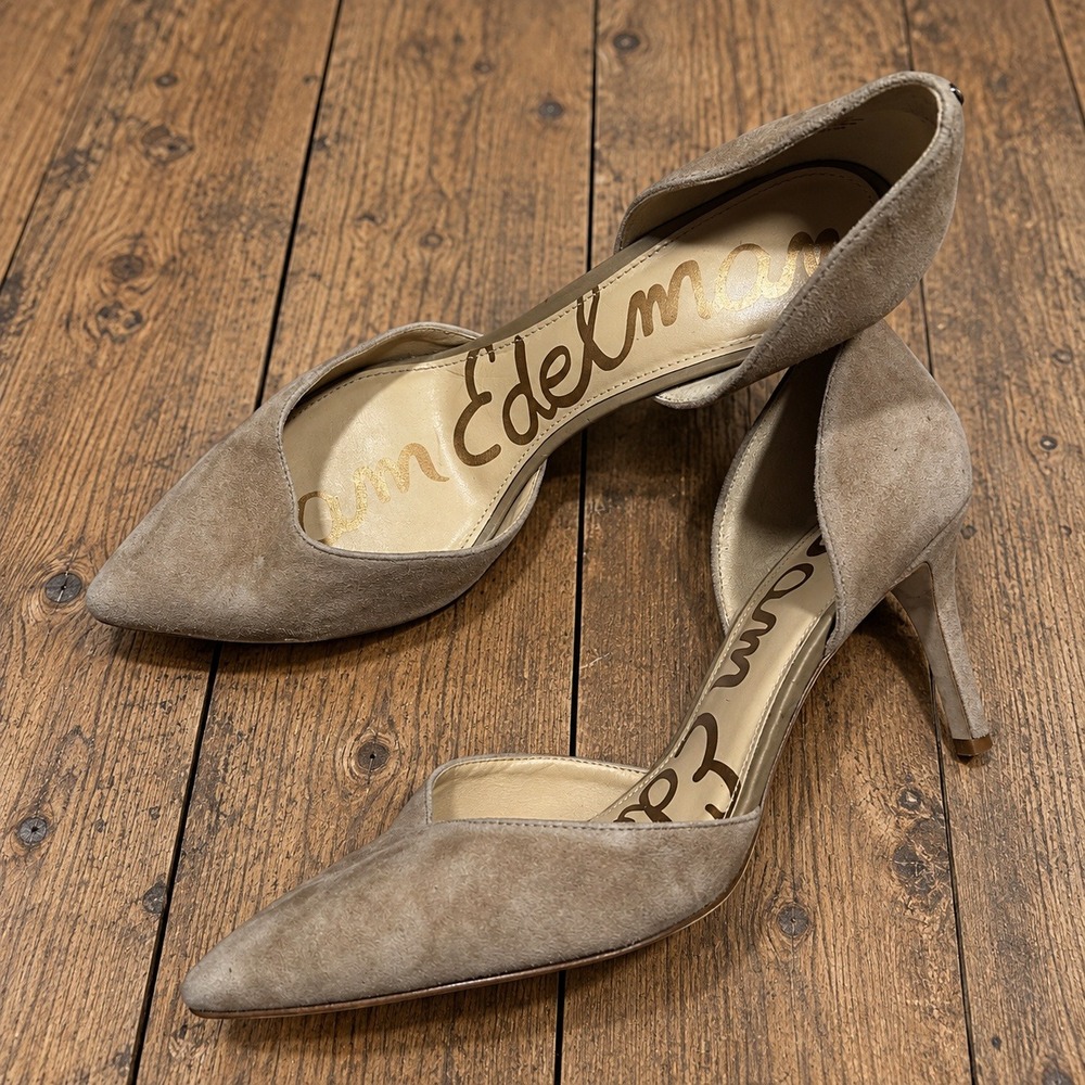 Sam Edelman Womens Tan Suede Pointed Toe Classic Stiletto Pumps Heels Size 8